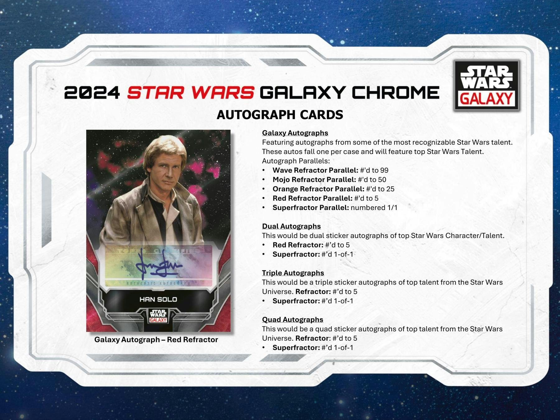 2024 Topps Star Wars Chrome Galaxy Hobby Box - Columbia Hobby - Sports Card Boxes - Toploaders - Card Savers
