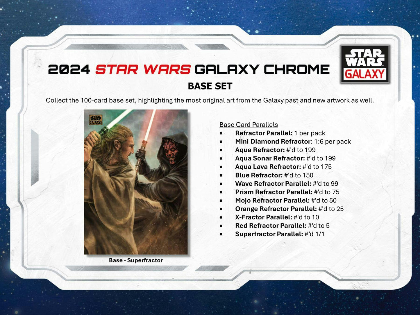 2024 Topps Star Wars Chrome Galaxy Hobby Box - Columbia Hobby - Sports Card Boxes - Toploaders - Card Savers