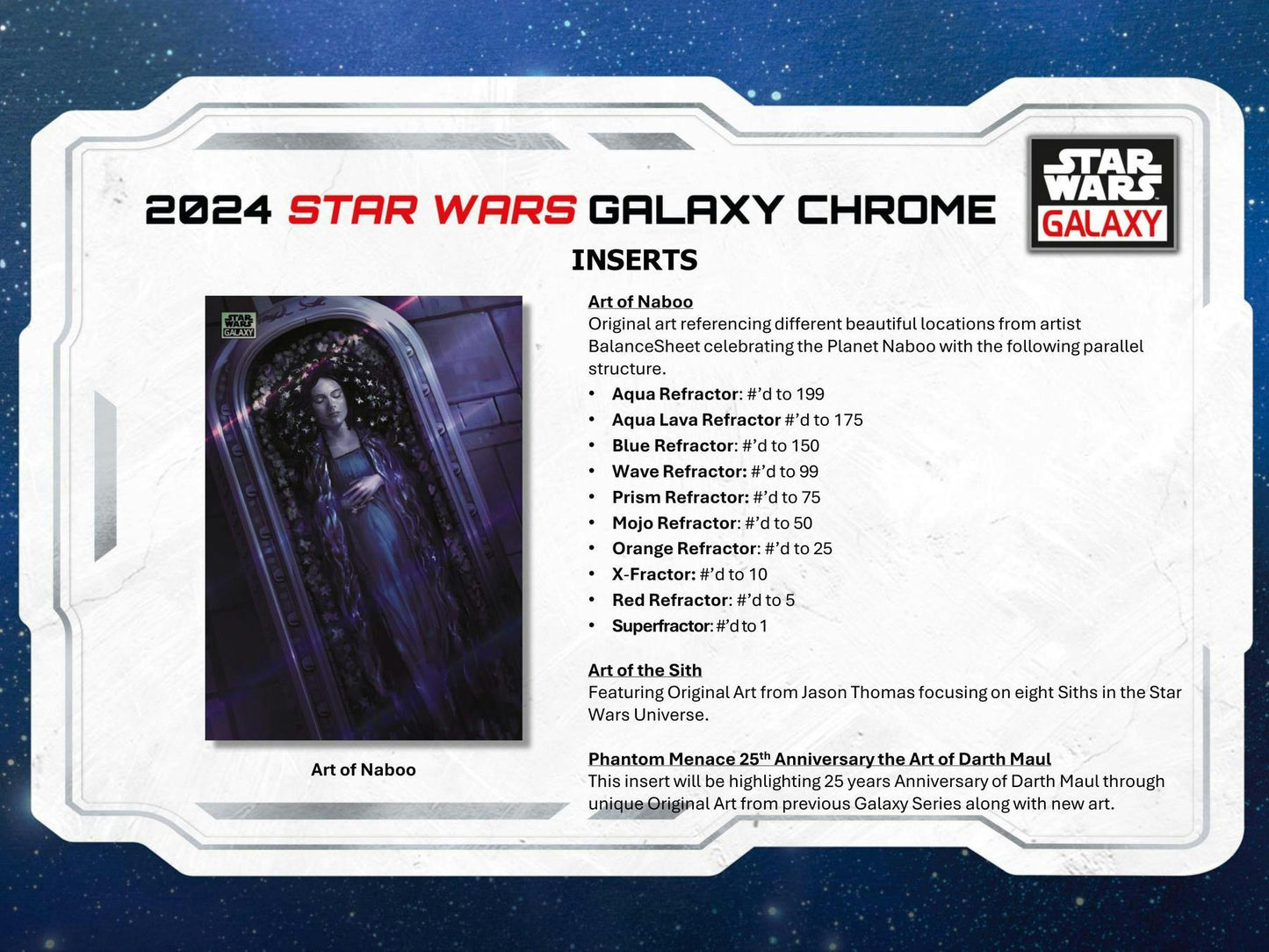 2024 Topps Star Wars Chrome Galaxy Hobby Box - Columbia Hobby - Sports Card Boxes - Toploaders - Card Savers