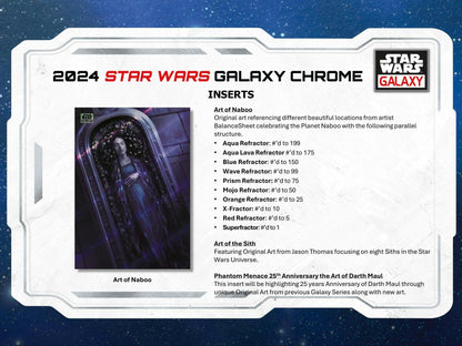 2024 Topps Star Wars Chrome Galaxy Hobby Box - Columbia Hobby - Sports Card Boxes - Toploaders - Card Savers