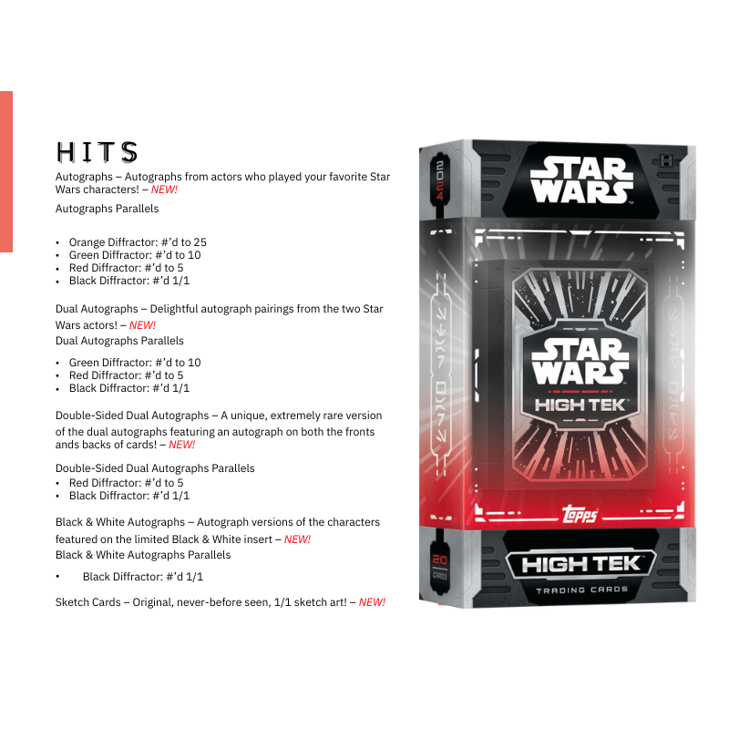 2024 Topps Star Wars Hi - Tek Hobby Box - Columbia Hobby - Sports Card Boxes - Toploaders - Card Savers