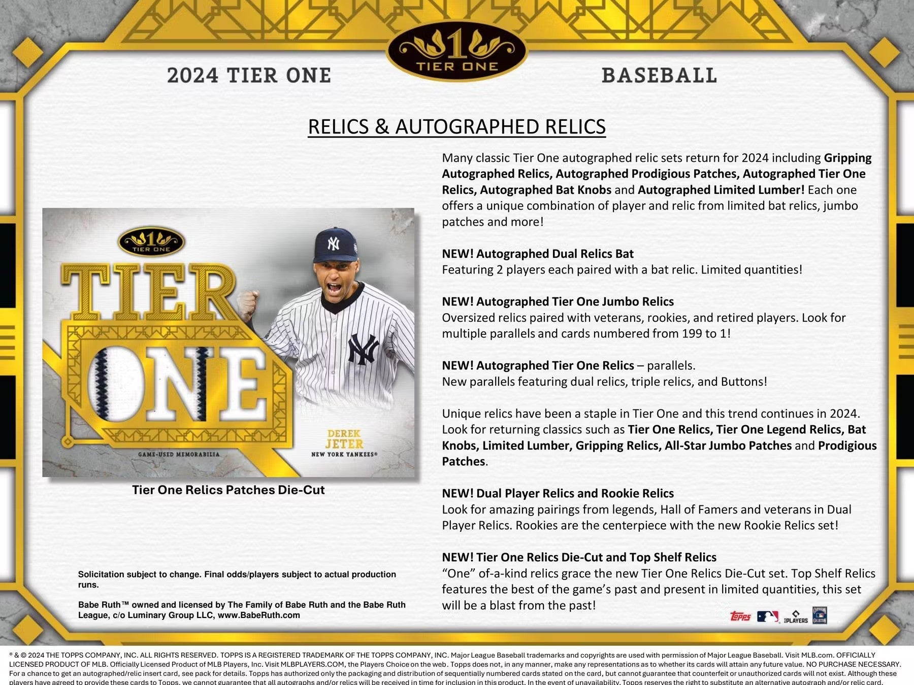 2024 Topps Tier One Baseball Hobby Box - Columbia Hobby - Sports Card Boxes - Toploaders - Card Savers