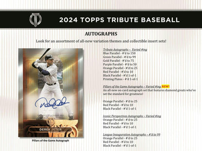 2024 Topps Tribute Baseball Hobby Box - Columbia Hobby - Sports Card Boxes - Toploaders - Card Savers