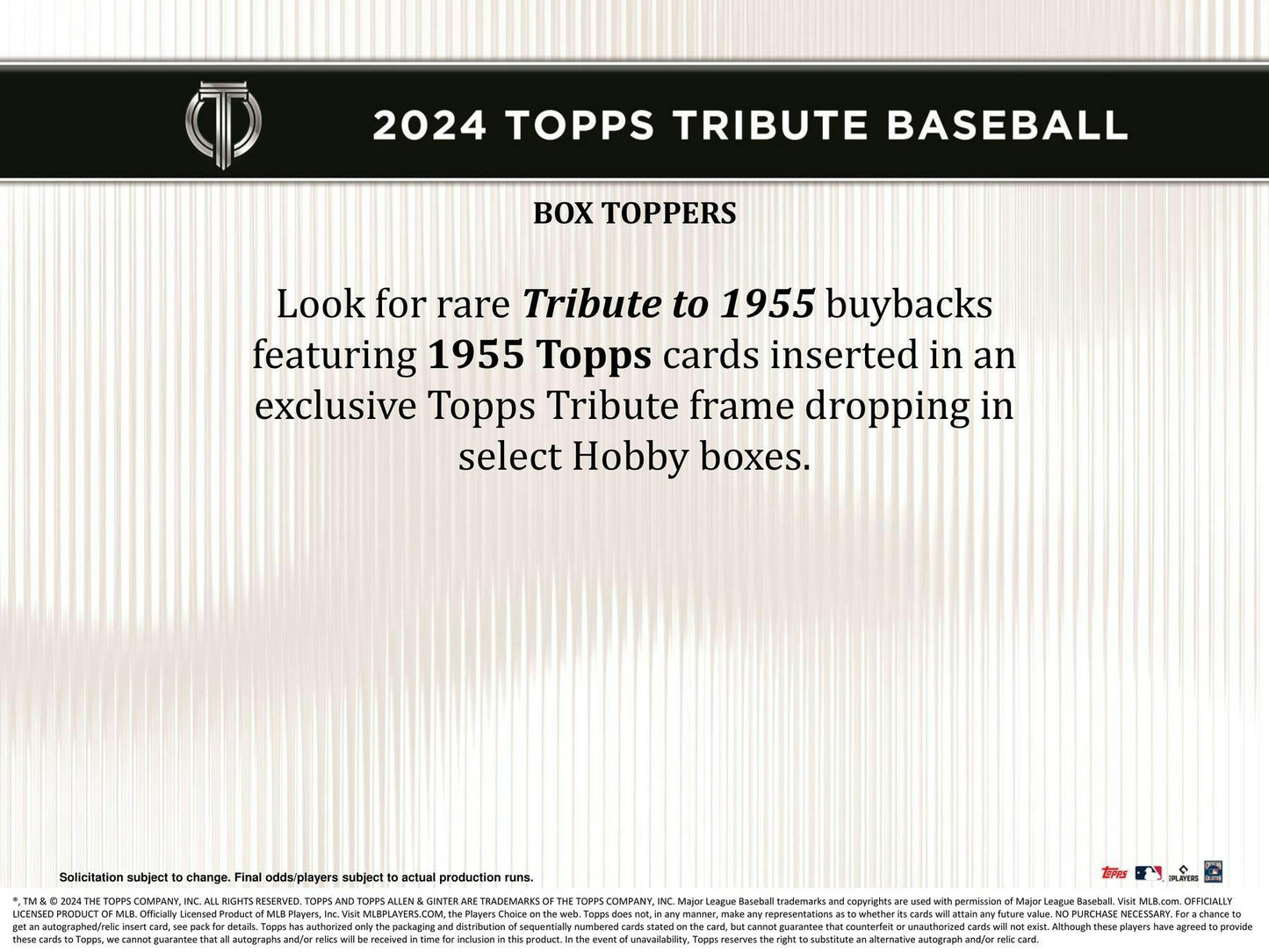2024 Topps Tribute Baseball Hobby Box - Columbia Hobby - Sports Card Boxes - Toploaders - Card Savers