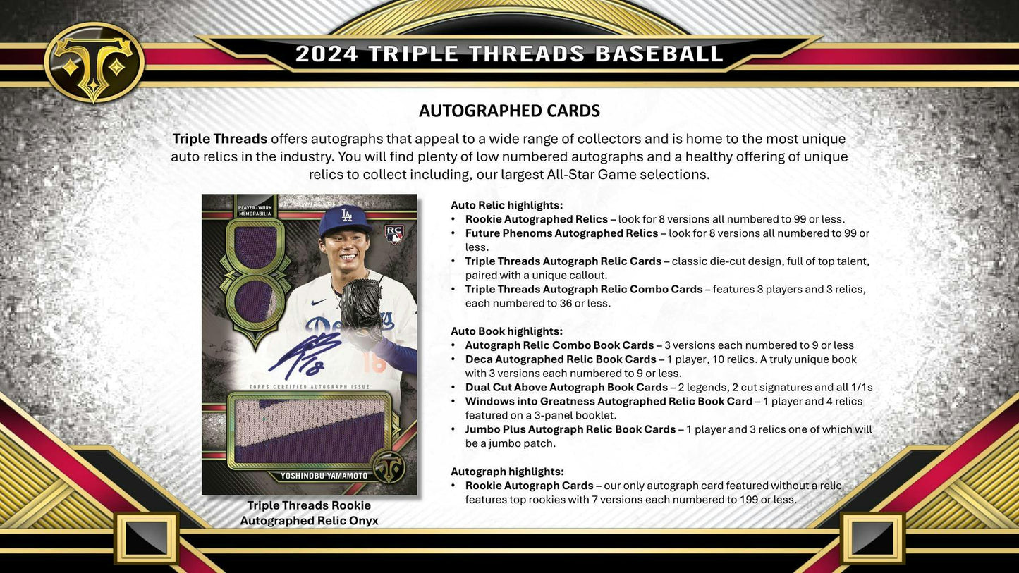 2024 Topps Triple Threads Baseball Hobby Box - Columbia Hobby - Sports Card Boxes - Toploaders - Card Savers