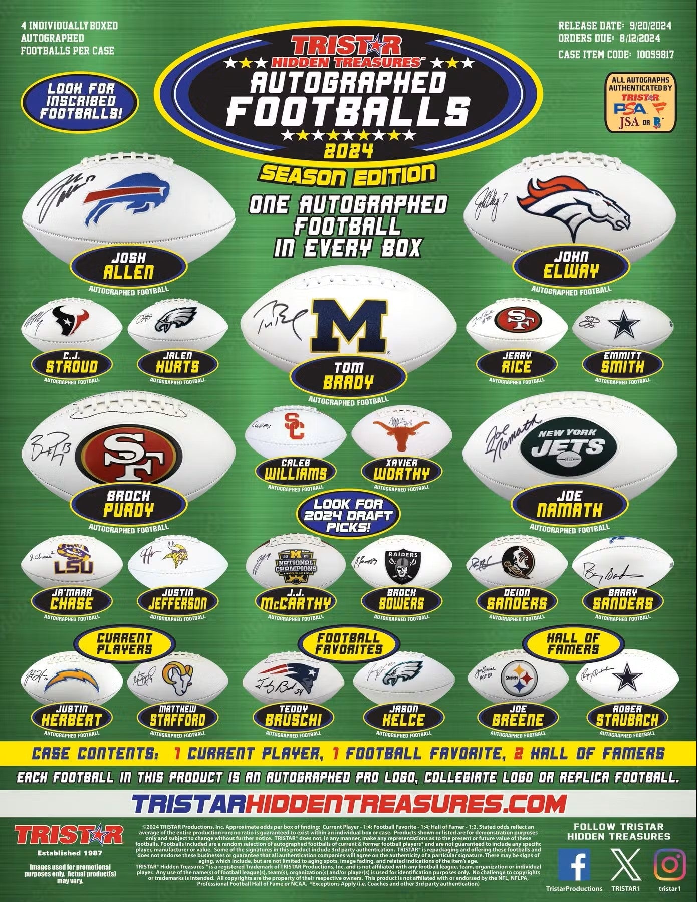 2024 TriStar Hidden Treasures Autographed Footballs Season Edition Hobby Box - Columbia Hobby - Sports Card Boxes - Toploaders - Card Savers