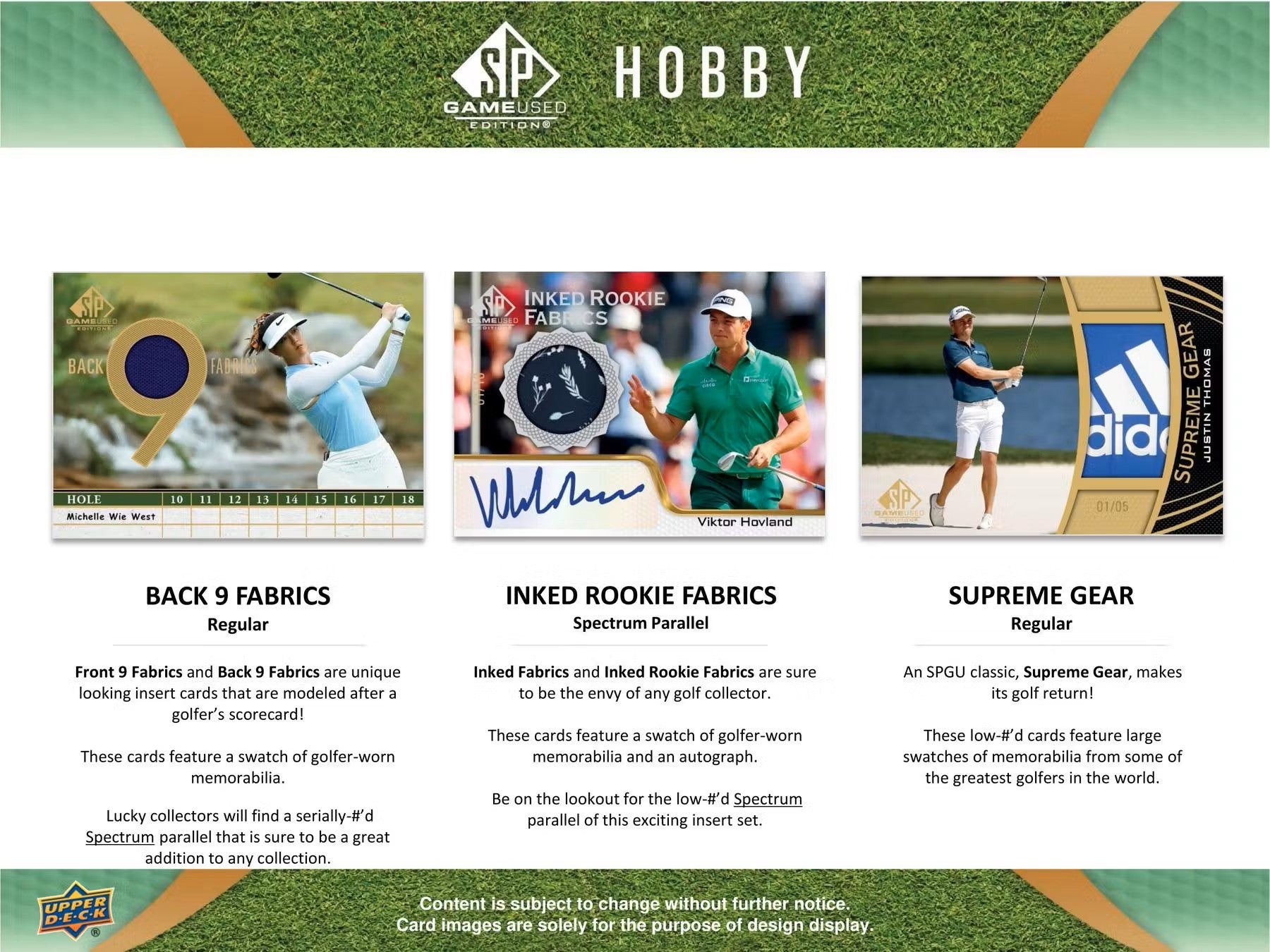 2024 Upper Deck SP Game Used Golf Hobby Box - Columbia Hobby - Sports Card Boxes - Toploaders - Card Savers