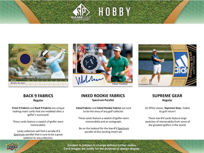 2024 Upper Deck SP Game Used Golf Hobby Box - Columbia Hobby - Sports Card Boxes - Toploaders - Card Savers
