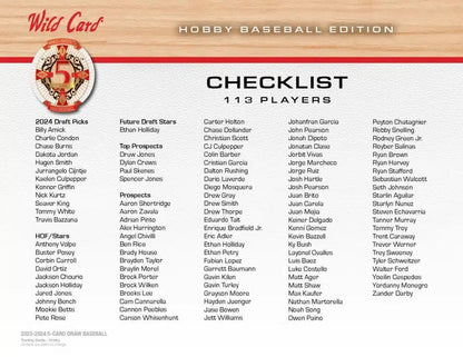 2024 Wild Card Five Card Draw Baseball Hobby Box - Columbia Hobby - Sports Card Boxes - Toploaders - Card Savers