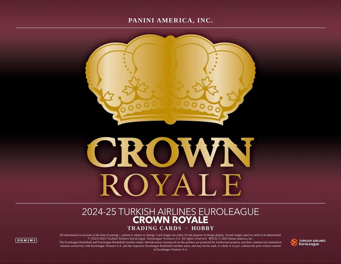 2024/25 Panini EuroLeague Crown Royale Basketball Hobby Box | Columbia Sports Cards & More - Columbia Hobby - Sports Card Boxes - Toploaders - Card Savers