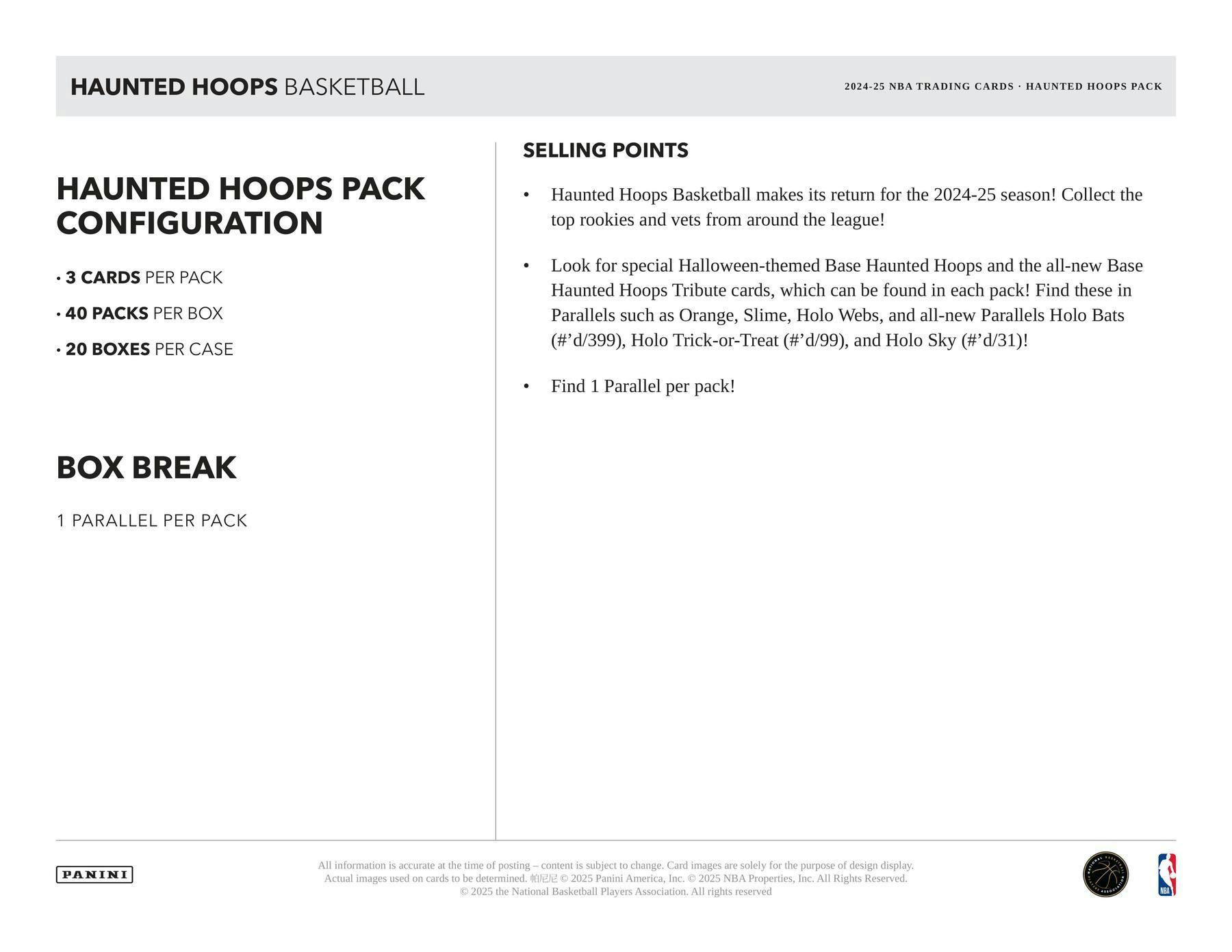 2024/25 Panini Haunted Hoops Halloween Basketball Retail Box | Columbia Sports Cards - Columbia Hobby - Sports Card Boxes - Toploaders - Card Savers