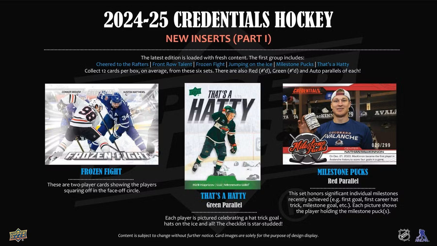 2024/25 Upper Deck Credentials Hockey Hobby Box | Columbia Sports Cards - Columbia Hobby - Sports Card Boxes - Toploaders - Card Savers