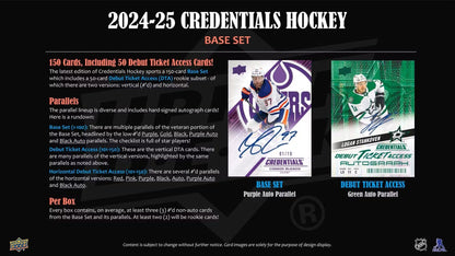 2024/25 Upper Deck Credentials Hockey Hobby Box | Columbia Sports Cards - Columbia Hobby - Sports Card Boxes - Toploaders - Card Savers