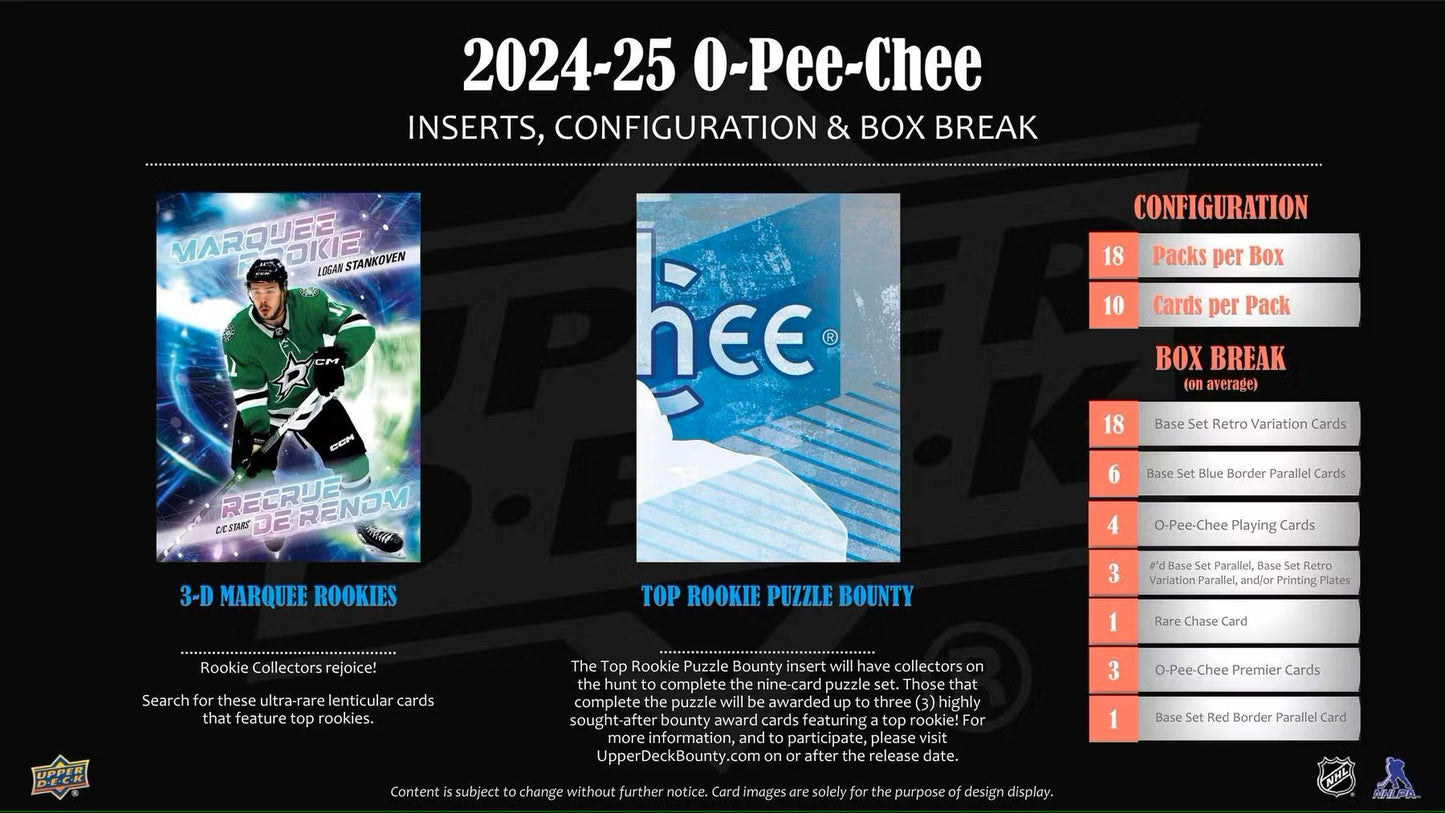 2024/25 Upper Deck O - Pee - Chee Hockey Hobby Box - Columbia Hobby - Sports Card Boxes - Toploaders - Card Savers