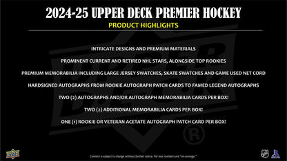 2024/25 Upper Deck Premier Hockey Hobby Box - Columbia Hobby - Sports Card Boxes - Toploaders - Card Savers