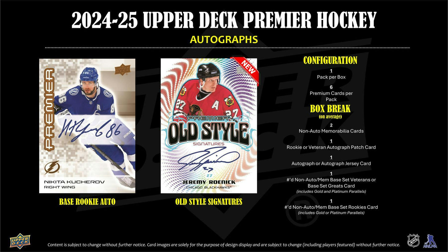 2024/25 Upper Deck Premier Hockey Hobby Box - Columbia Hobby - Sports Card Boxes - Toploaders - Card Savers
