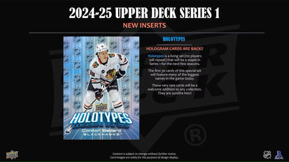 2024/25 Upper Deck Series 1 Hockey 4 - Pack Blaster Box - Columbia Hobby - Sports Card Boxes - Toploaders - Card Savers