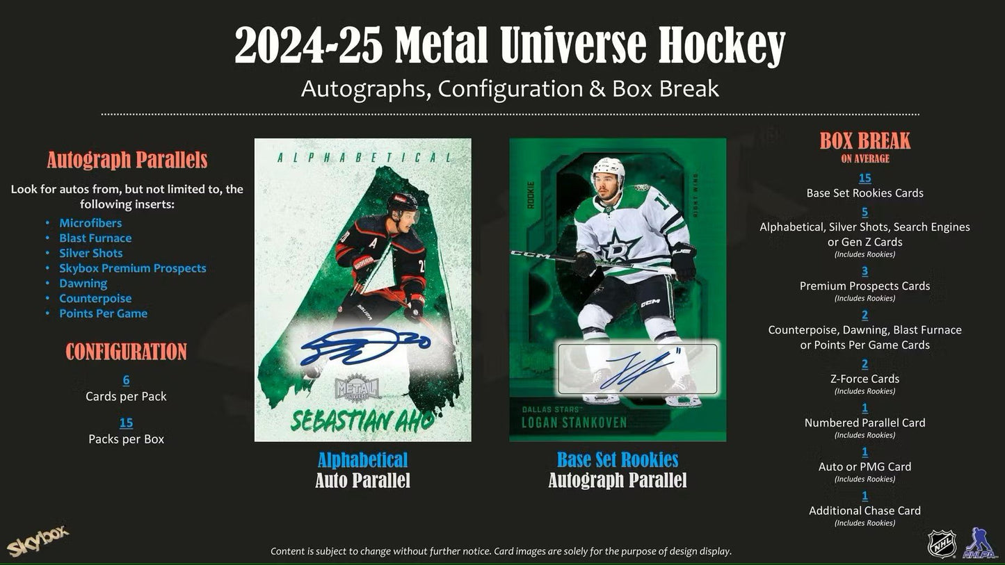 2024/25 Upper Deck Skybox Metal Universe Hockey Hobby Box - Columbia Hobby - Sports Card Boxes - Toploaders - Card Savers