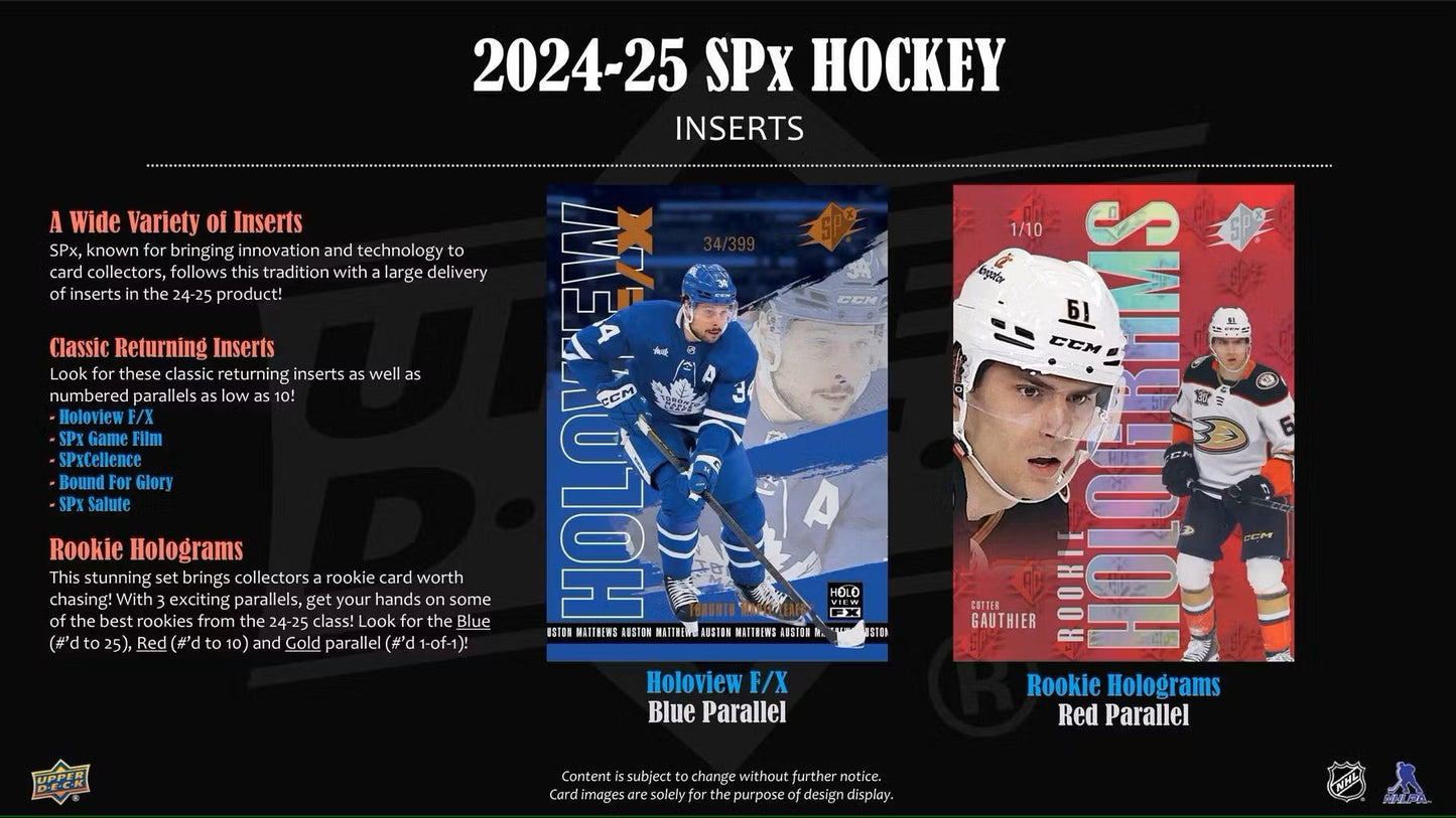 2024/25 Upper Deck SPx Hockey Hobby Box - Columbia Hobby - Sports Card Boxes - Toploaders - Card Savers