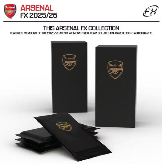 2025 26 Futera Arsenal FX Soccer Hobby Box
Futera Arsenal FX autograph cards
Futera Arsenal FX memorabilia cards