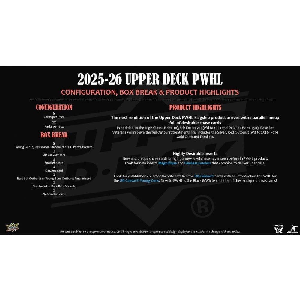 2025/26 Upper Deck PWHL Hockey Hobby Box | Columbia Hobby - Sports Card Boxes - Toploaders - Card Savers.