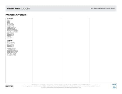 2025 - 26 Panini Prizm FIFA Soccer Hobby Box | Columbia Sports Cards - Columbia Hobby - Sports Card Boxes - Toploaders - Card Savers
