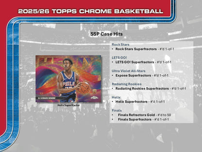 2025 - 26 Topps Chrome Basketball Hobby Box | Columbia Sports Cards - Columbia Hobby - Sports Card Boxes - Toploaders - Card Savers
