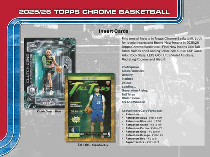 2025 - 26 Topps Chrome Basketball Hobby Box | Columbia Sports Cards - Columbia Hobby - Sports Card Boxes - Toploaders - Card Savers