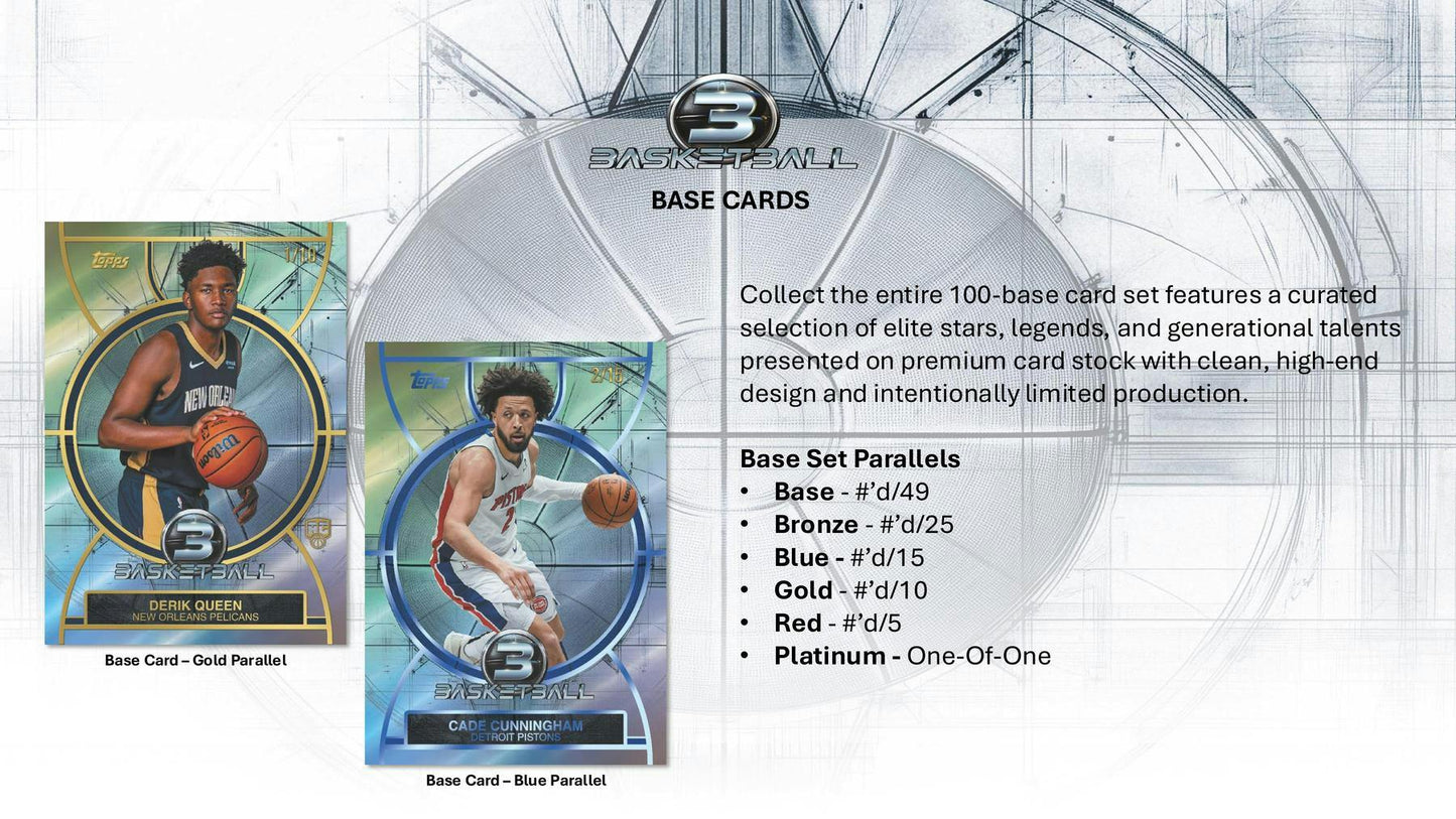 2025 - 26 Topps Three Basketball Hobby Box | Columbia Sports Cards - Columbia Hobby - Sports Card Boxes - Toploaders - Card Savers