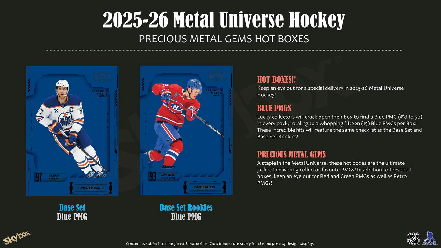 2025 - 26 Upper Deck Skybox Metal Universe Hockey Hobby Box - Columbia Hobby - Sports Card Boxes - Toploaders - Card Savers