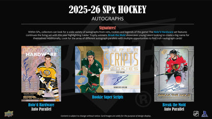 2025 - 26 Upper Deck SPx Hockey Hobby Box - Columbia Hobby - Sports Card Boxes - Toploaders - Card Savers