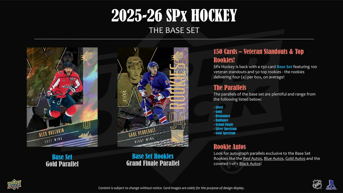 2025 - 26 Upper Deck SPx Hockey Hobby Box - Columbia Hobby - Sports Card Boxes - Toploaders - Card Savers