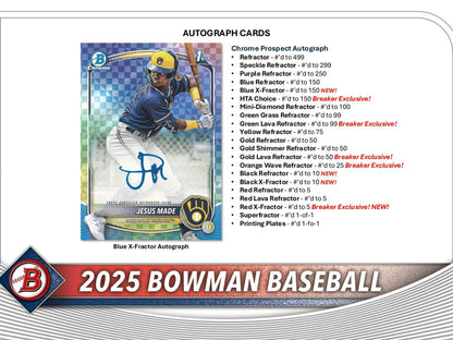 2025 Bowman Baseball Breaker Delight Box - Columbia Hobby - Sports Card Boxes - Toploaders - Card Savers