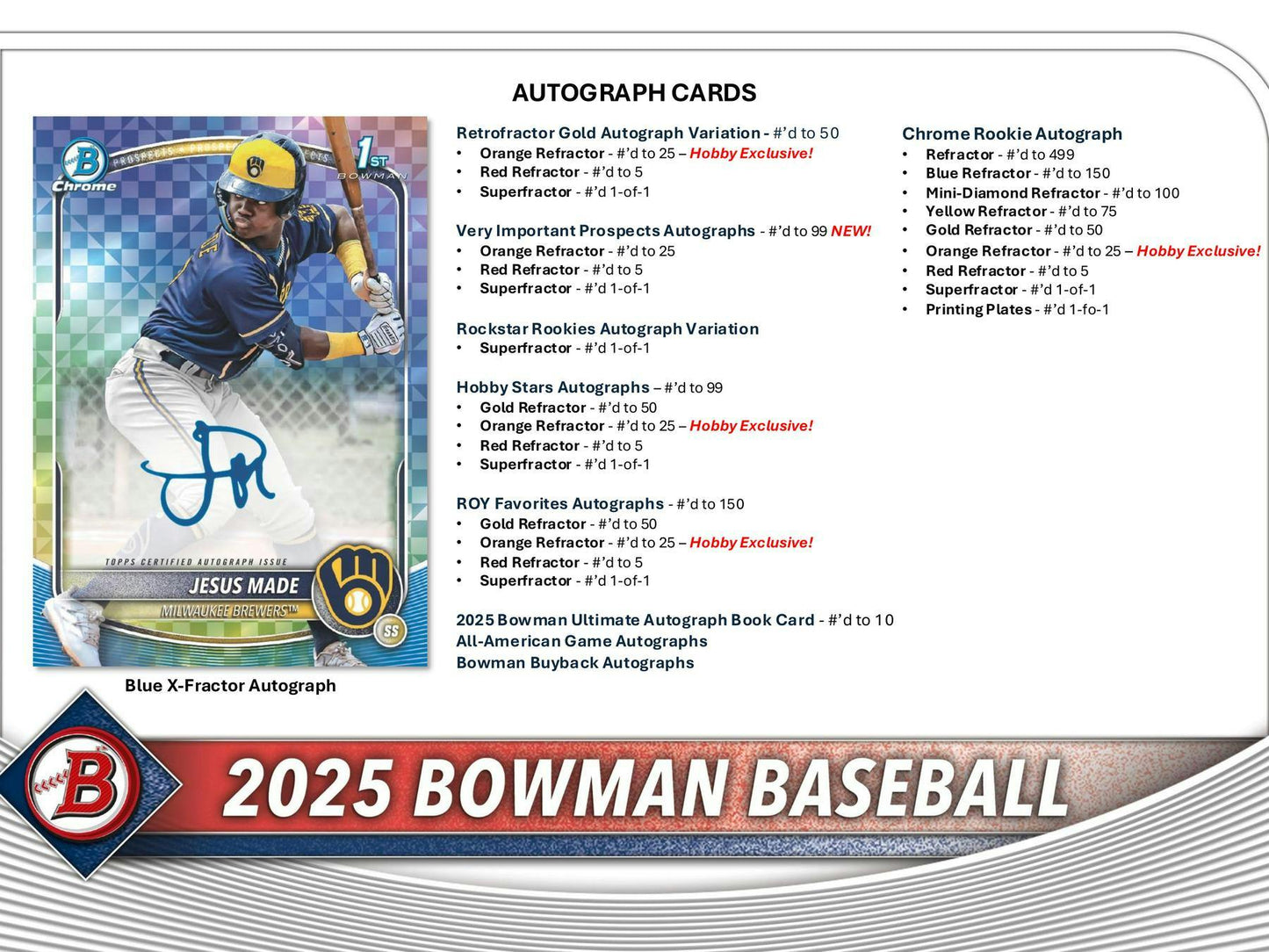 2025 Bowman Baseball Hobby Box - Columbia Hobby - Sports Card Boxes - Toploaders - Card Savers