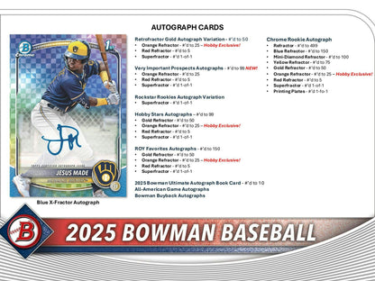 2025 Bowman Baseball Hobby Box - Columbia Hobby - Sports Card Boxes - Toploaders - Card Savers
