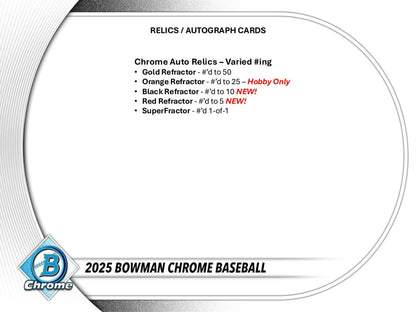 2025 Bowman Chrome Baseball Hobby Box | Columbia Sports Cards - Columbia Hobby - Sports Card Boxes - Toploaders - Card Savers
