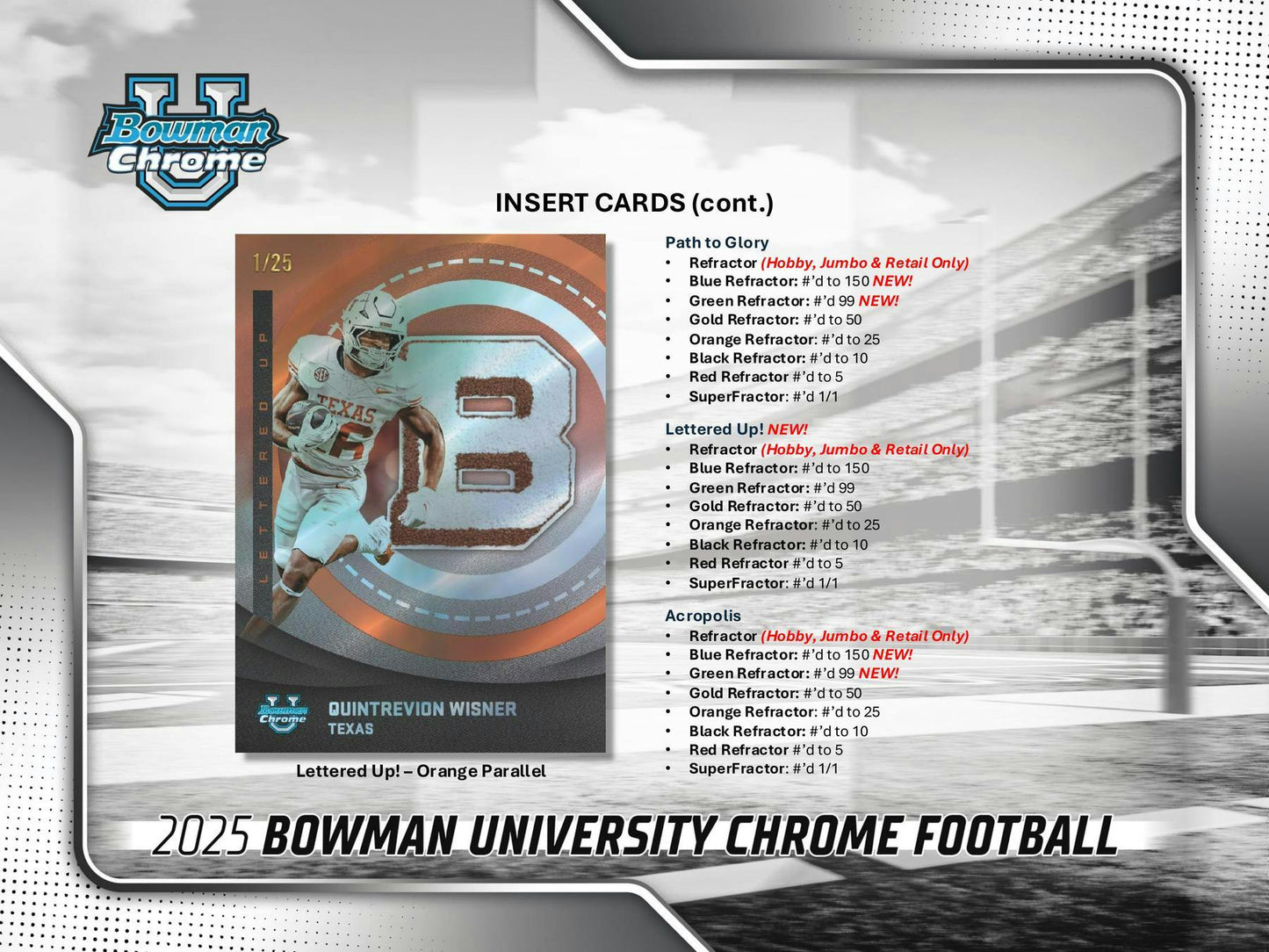 2025 Bowman University Chrome Football Hobby Jumbo Box | Columbia Sports Cards - Columbia Hobby - Sports Card Boxes - Toploaders - Card Savers