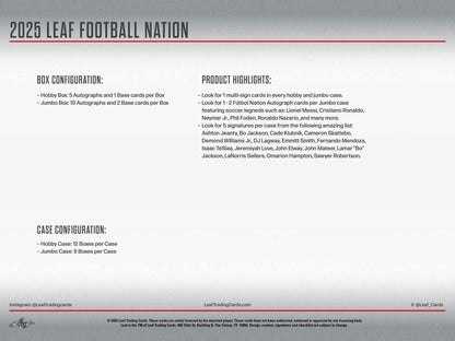 2025 Leaf Football Nation Hobby Jumbo Box | Columbia Sports Cards - Columbia Hobby - Sports Card Boxes - Toploaders - Card Savers