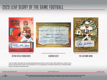 2025 Leaf Glory of the Game Football Hobby Box | Columbia Sports Cards - Columbia Hobby - Sports Card Boxes - Toploaders - Card Savers