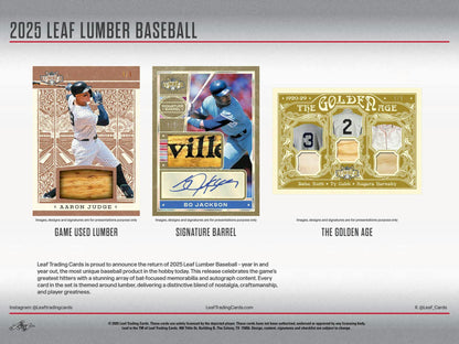 2025 Leaf Lumber Baseball Hobby Box | Columbia Sports Cards - Columbia Hobby - Sports Card Boxes - Toploaders - Card Savers