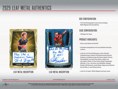 2025 Leaf Metal Authentics Hobby Box | Columbia Sports Cards - Columbia Hobby - Sports Card Boxes - Toploaders - Card Savers