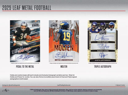 2025 Leaf Metal Football Hobby Box - Columbia Hobby - Sports Card Boxes - Toploaders - Card Savers