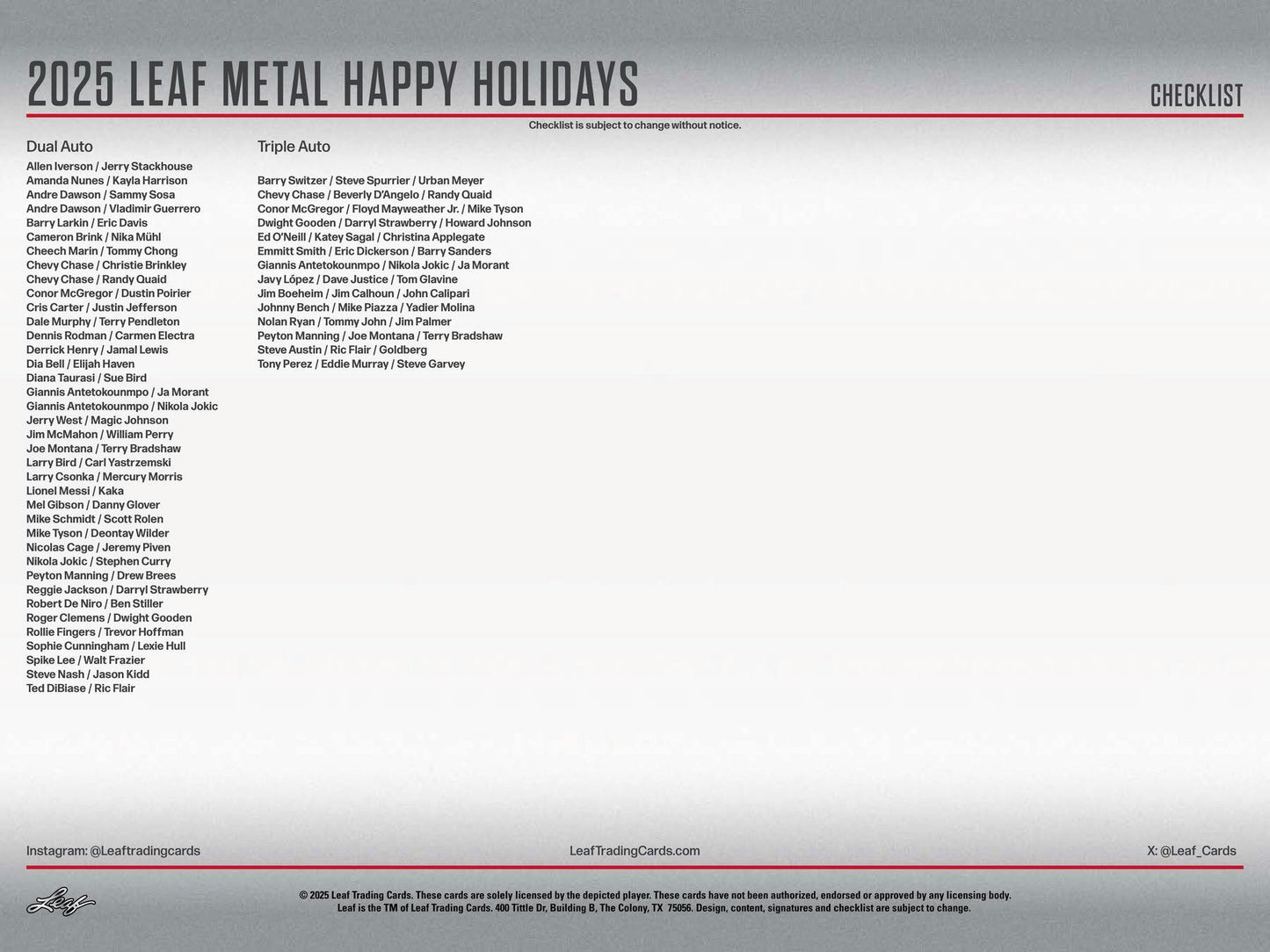 2025 Leaf Metal Happy Holidays Hobby Box | Columbia Sports Cards - Columbia Hobby - Sports Card Boxes - Toploaders - Card Savers
