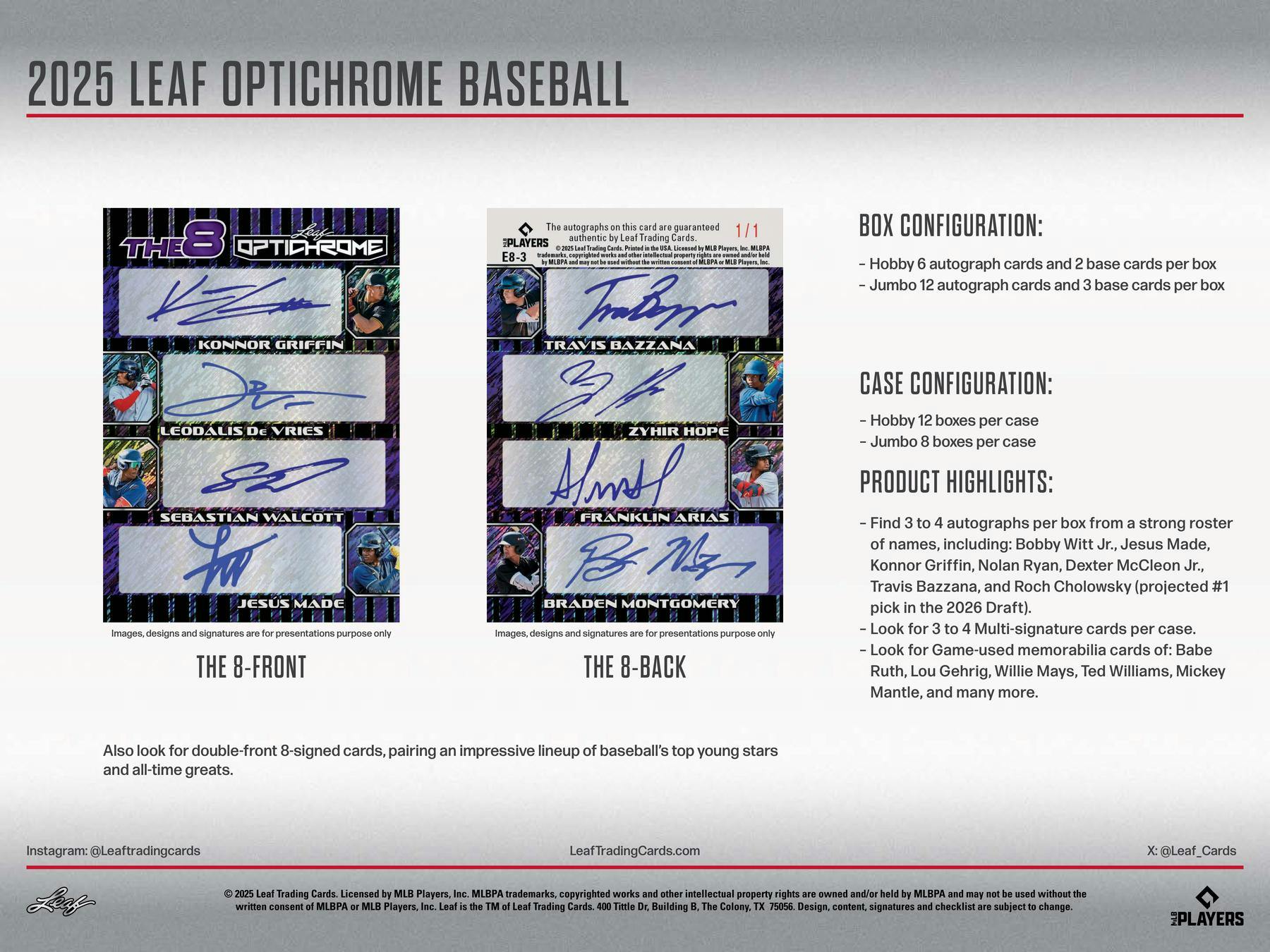 2025 Leaf Optichrome Baseball Hobby Jumbo Box | Columbia Sports Cards - Columbia Hobby - Sports Card Boxes - Toploaders - Card Savers