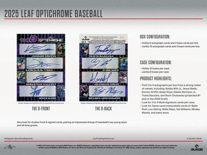 2025 Leaf Optichrome Baseball Hobby Jumbo Box | Columbia Sports Cards - Columbia Hobby - Sports Card Boxes - Toploaders - Card Savers