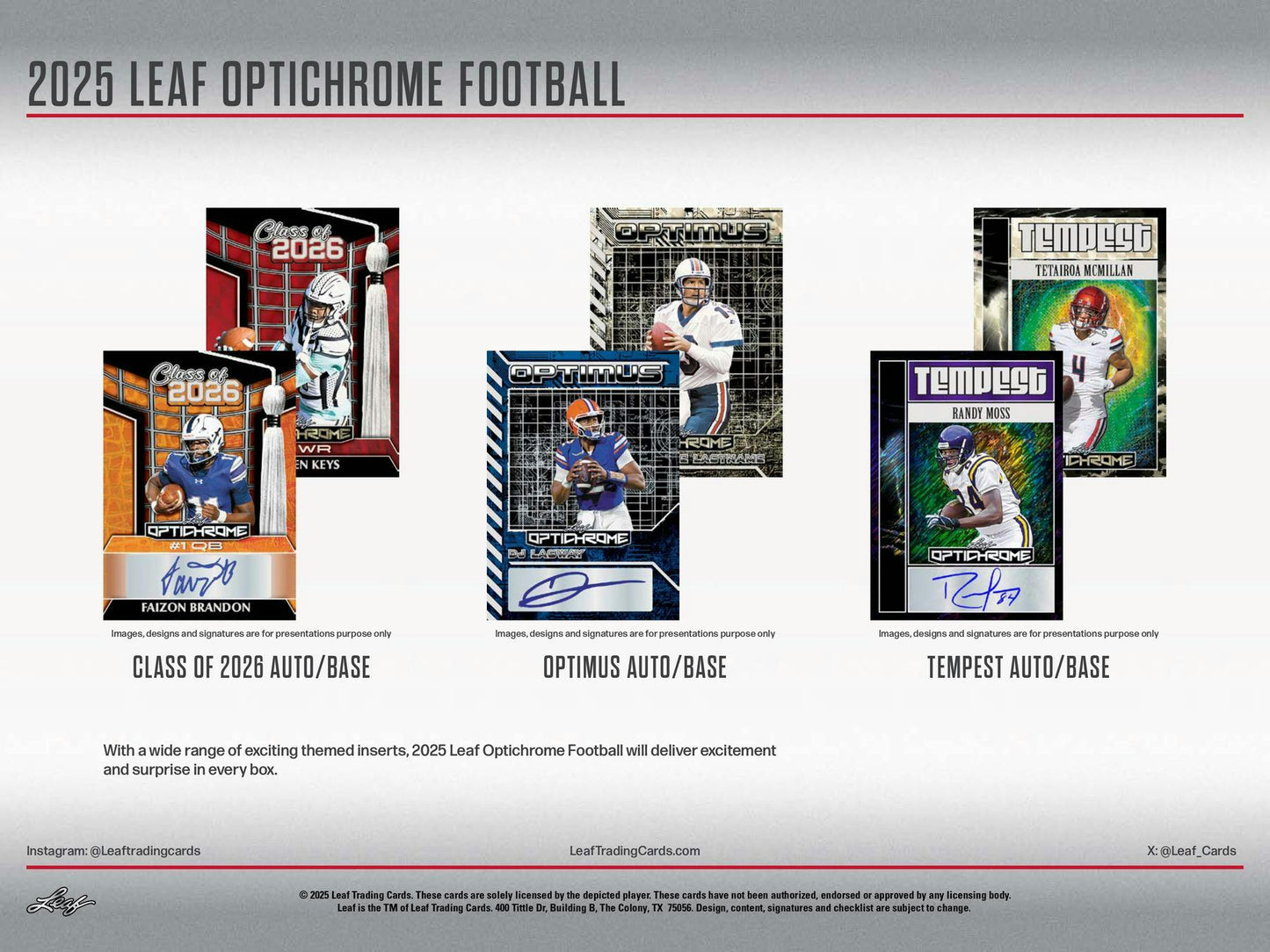 2025 Leaf Optichrome Football Hobby Jumbo Box | Columbia Sports Cards - Columbia Hobby - Sports Card Boxes - Toploaders - Card Savers