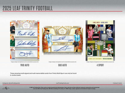 2025 Leaf Trinity Football Hobby Box | Columbia Sports Cards - Columbia Hobby - Sports Card Boxes - Toploaders - Card Savers