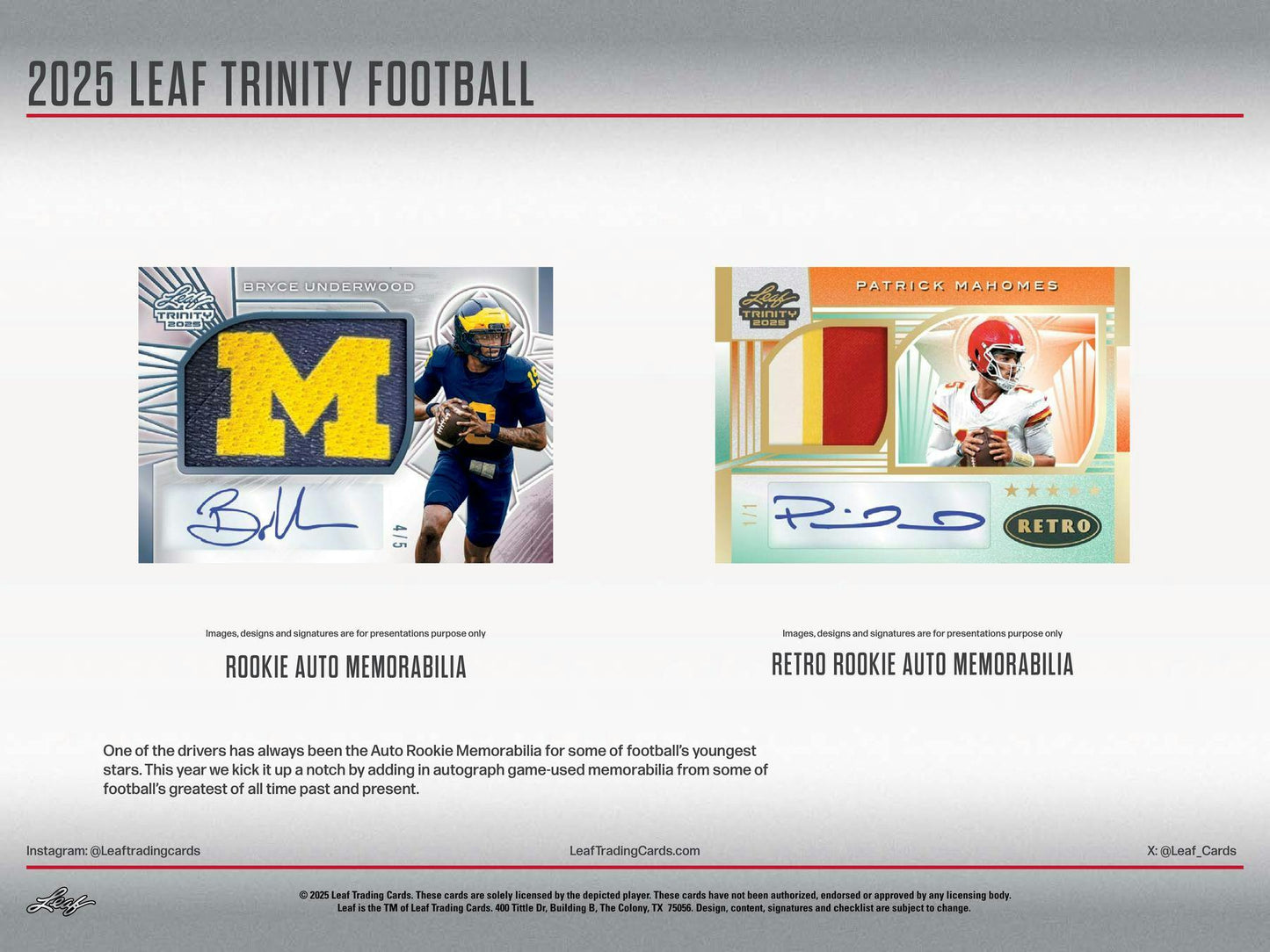 2025 Leaf Trinity Football Jumbo Hobby Box | Columbia Sports Cards - Columbia Hobby - Sports Card Boxes - Toploaders - Card Savers
