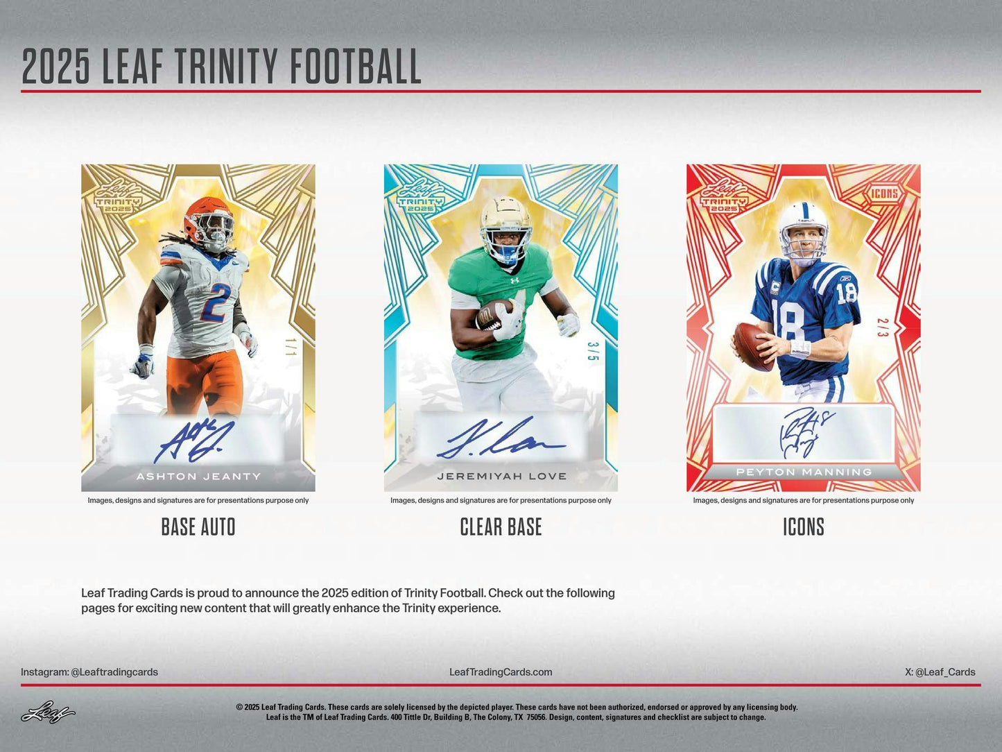 2025 Leaf Trinity Football Jumbo Hobby Box | Columbia Sports Cards - Columbia Hobby - Sports Card Boxes - Toploaders - Card Savers