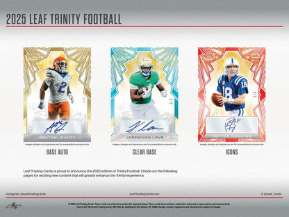 2025 Leaf Trinity Football Jumbo Hobby Box | Columbia Sports Cards - Columbia Hobby - Sports Card Boxes - Toploaders - Card Savers
